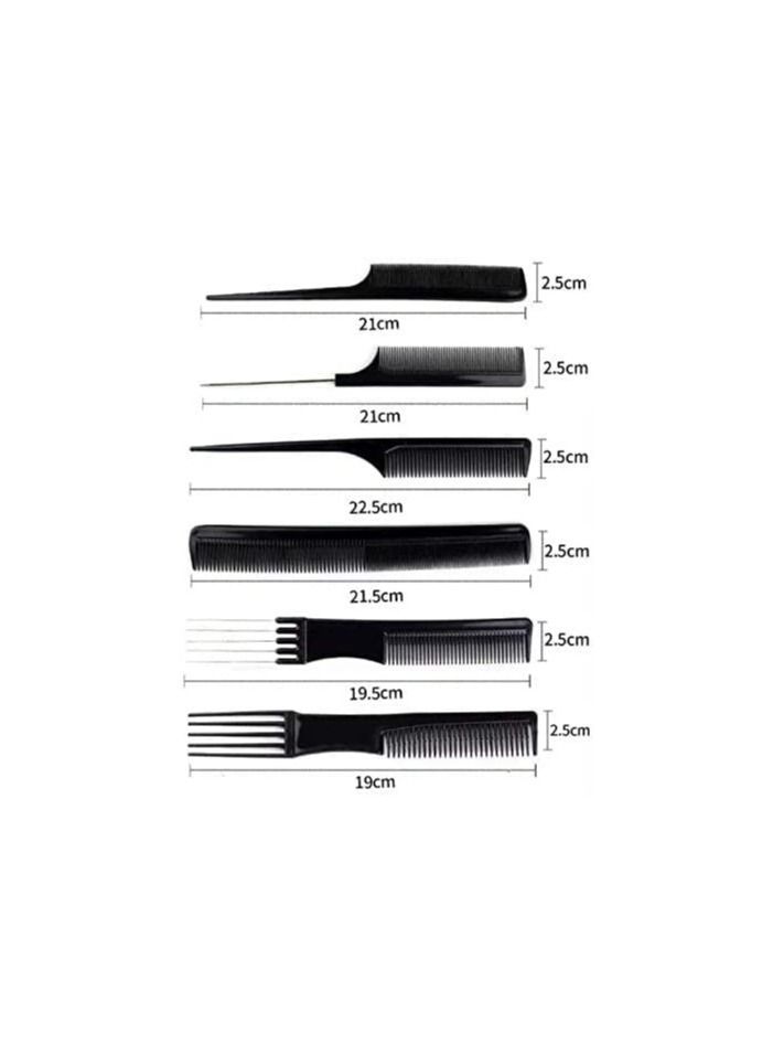 10-Piece Professional Salon Hair Comb Set Black - Image 4