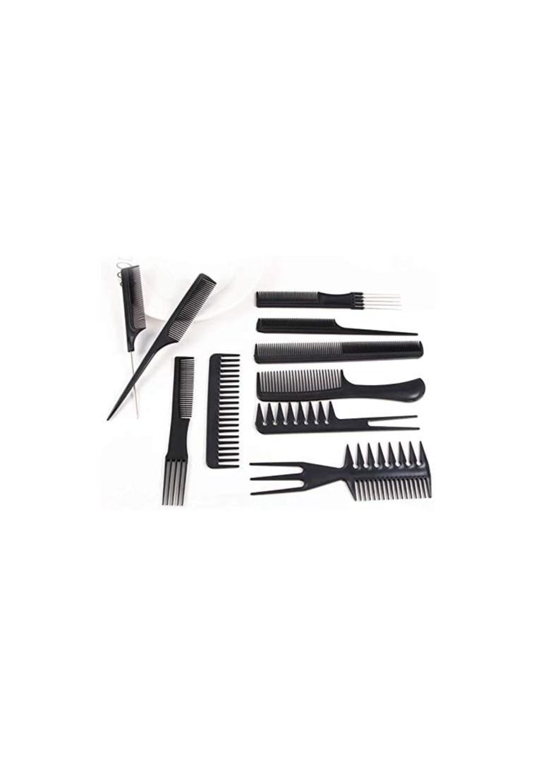 10-Piece Professional Salon Hair Comb Set Black - Image 5