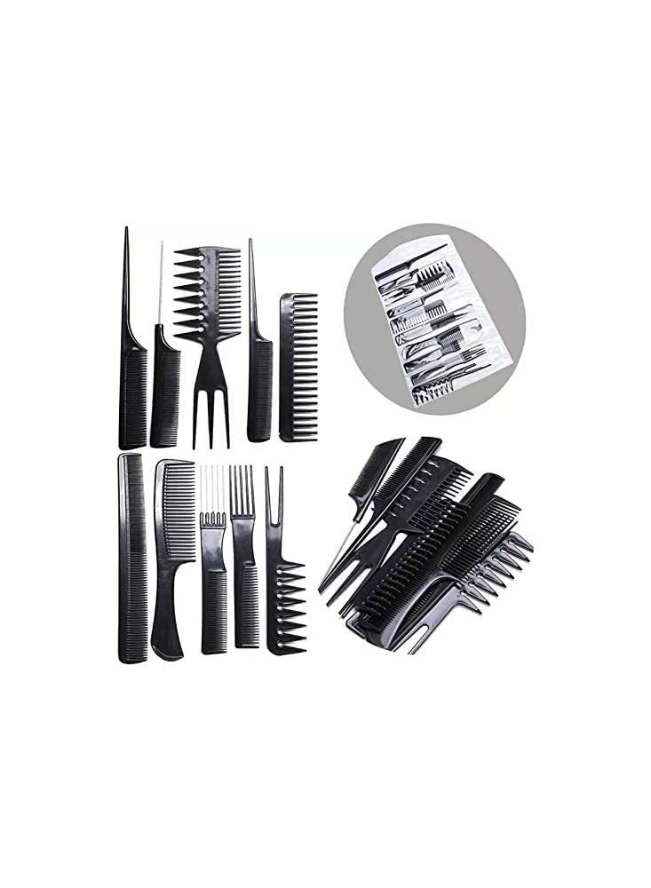 10-Piece Professional Salon Hair Comb Set Black - Image 3