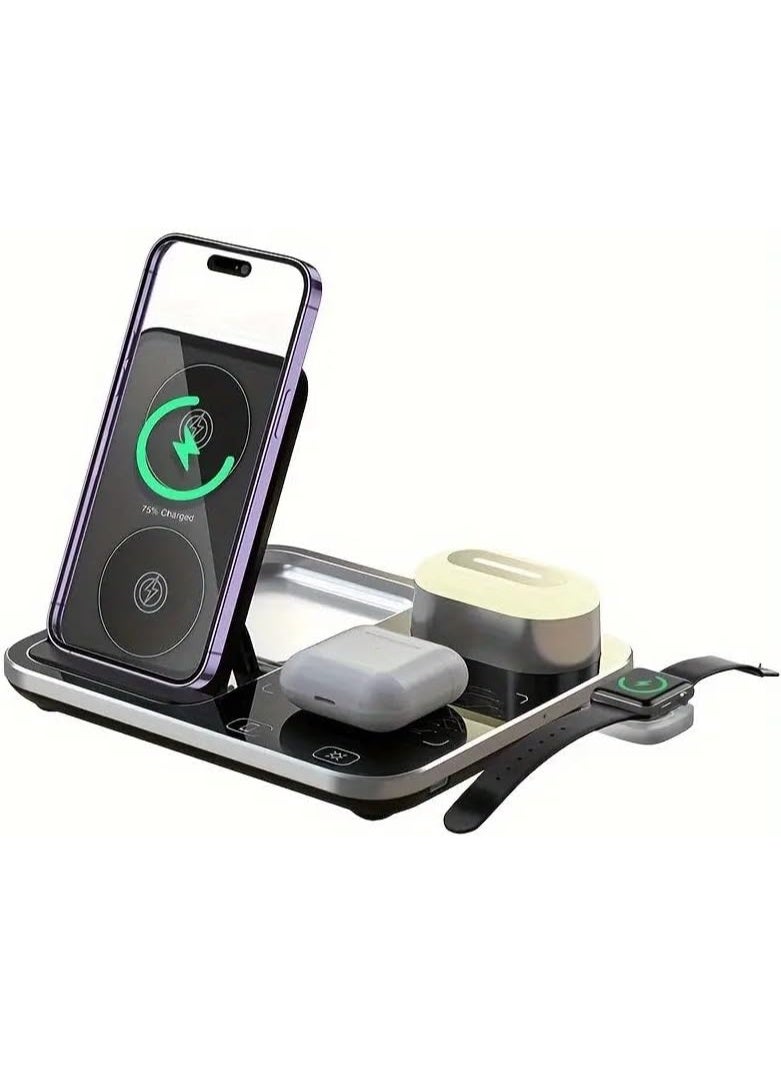 ELTRAZONE R12 4-in-1 Wireless Charging Dock with Smart Auto-Lift, LED Mood Lighting, Sound-Responsive Effects, Fast Multi-Device Charger for Phones, Smartwatches, and Earbuds - Image 1