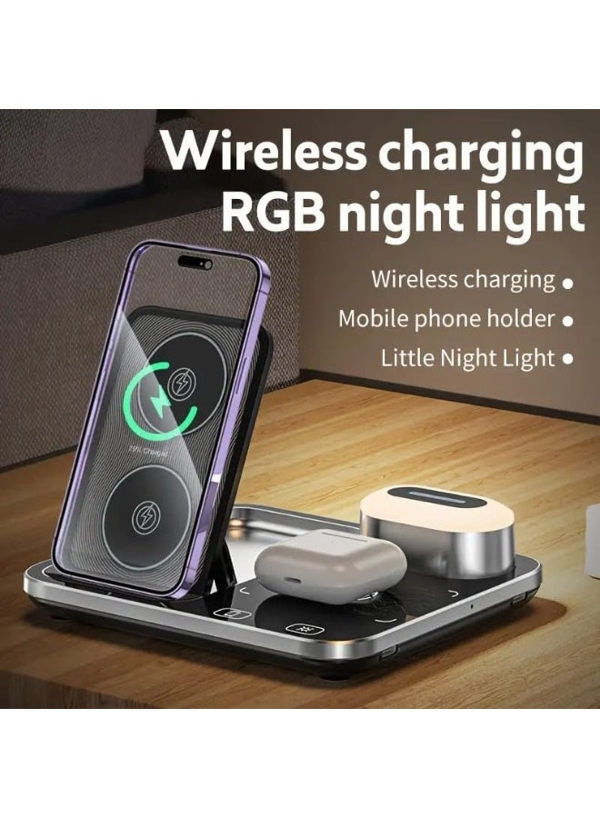ELTRAZONE R12 4-in-1 Wireless Charging Dock with Smart Auto-Lift, LED Mood Lighting, Sound-Responsive Effects, Fast Multi-Device Charger for Phones, Smartwatches, and Earbuds - Image 4