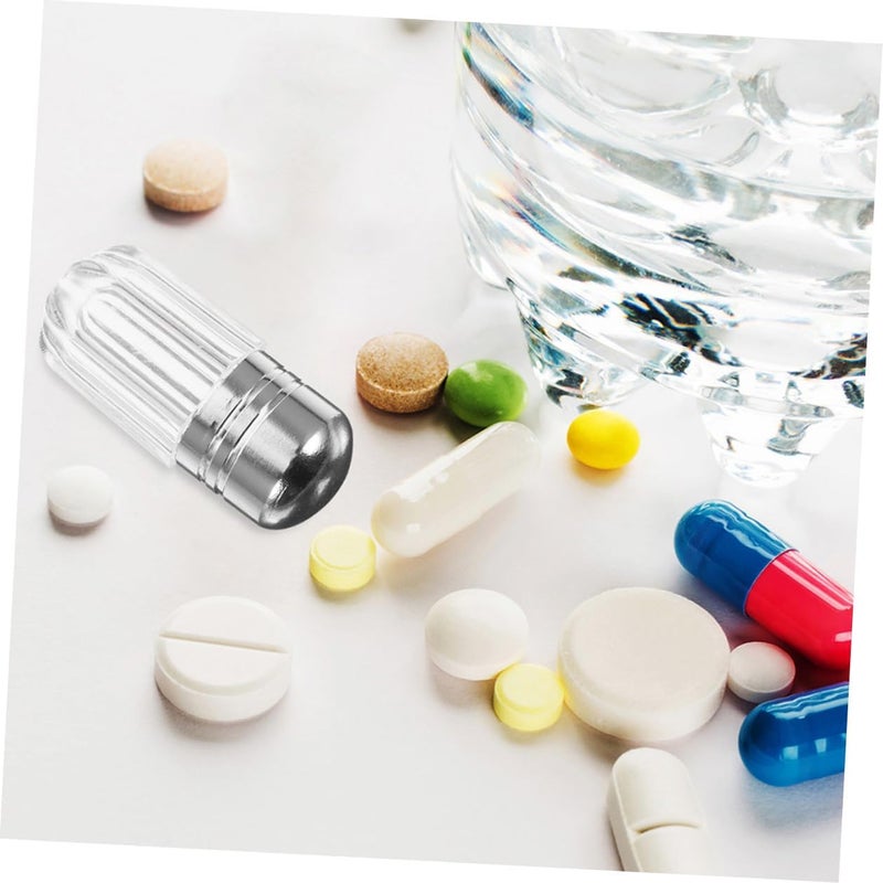 24pcs Portable Travel Pill Bottles with Silver Caps, Mini Plastic Medicine Containers, Leakproof Capsule-Shaped Pill Organizer for Daily Use and Travel - Image 5