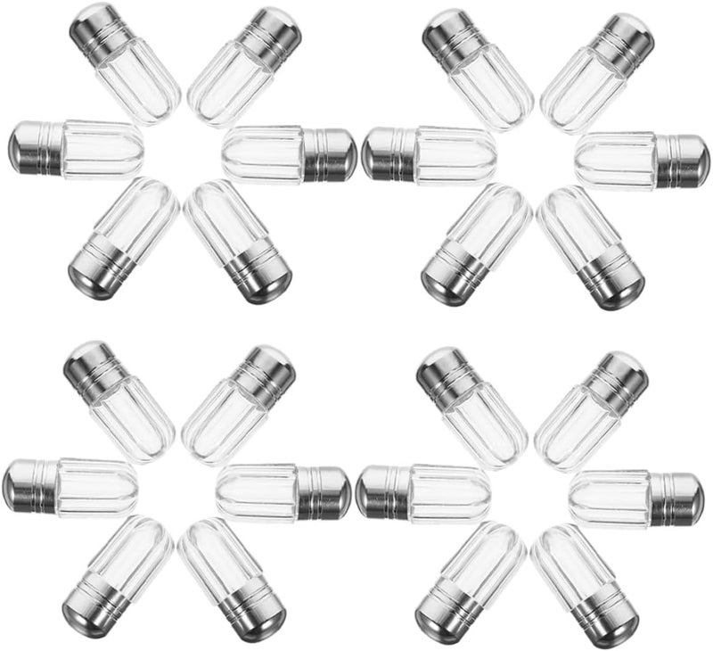 24pcs Portable Travel Pill Bottles with Silver Caps, Mini Plastic Medicine Containers, Leakproof Capsule-Shaped Pill Organizer for Daily Use and Travel - Image 1