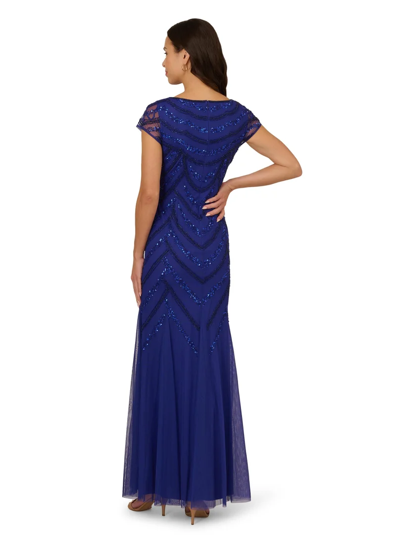 Adrianna Papell Embellished Tiered Crew Neck Dress