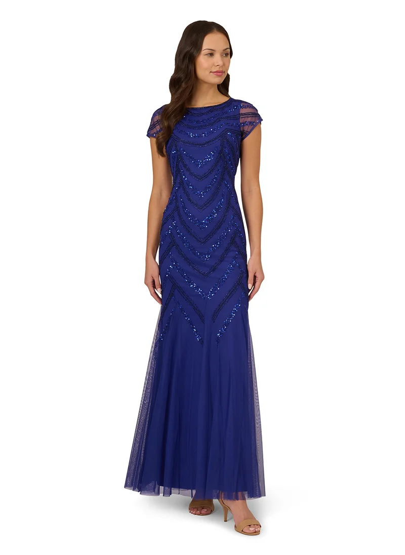 ادريانا بابيل Embellished Tiered Crew Neck Dress