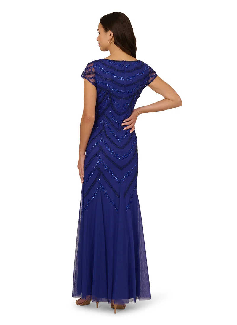 ادريانا بابيل Embellished Tiered Crew Neck Dress