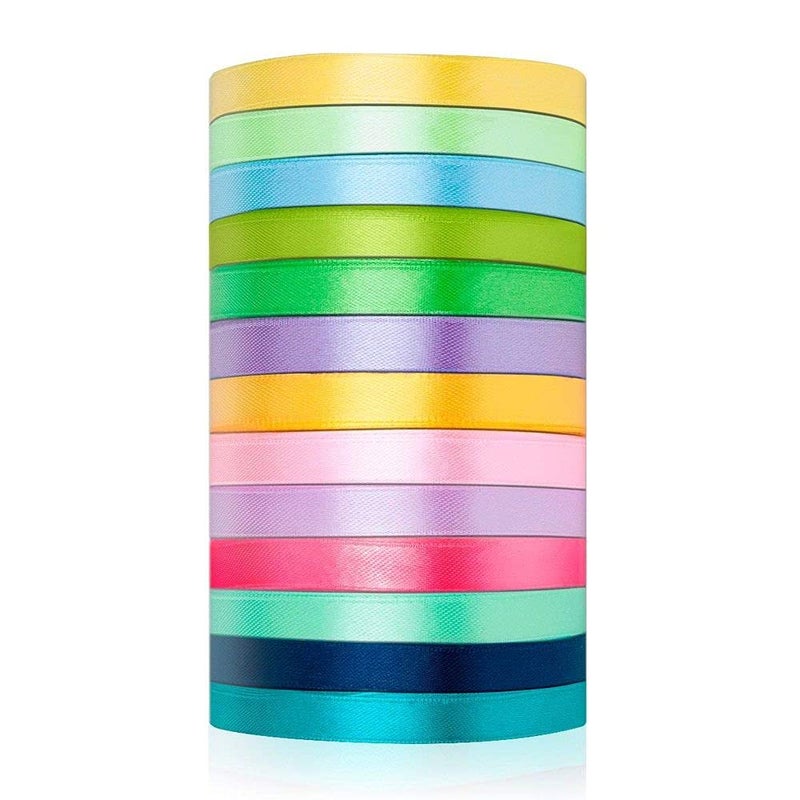 Diy Crafts 13518 Satin Grosgrain Ribbon, Fabric Ribbons for Crafts - Total 325 Yards, 3/8" X 25 Yards 13 Colors, #1, Pack of 25 Yards (Multicolor) - Image 4