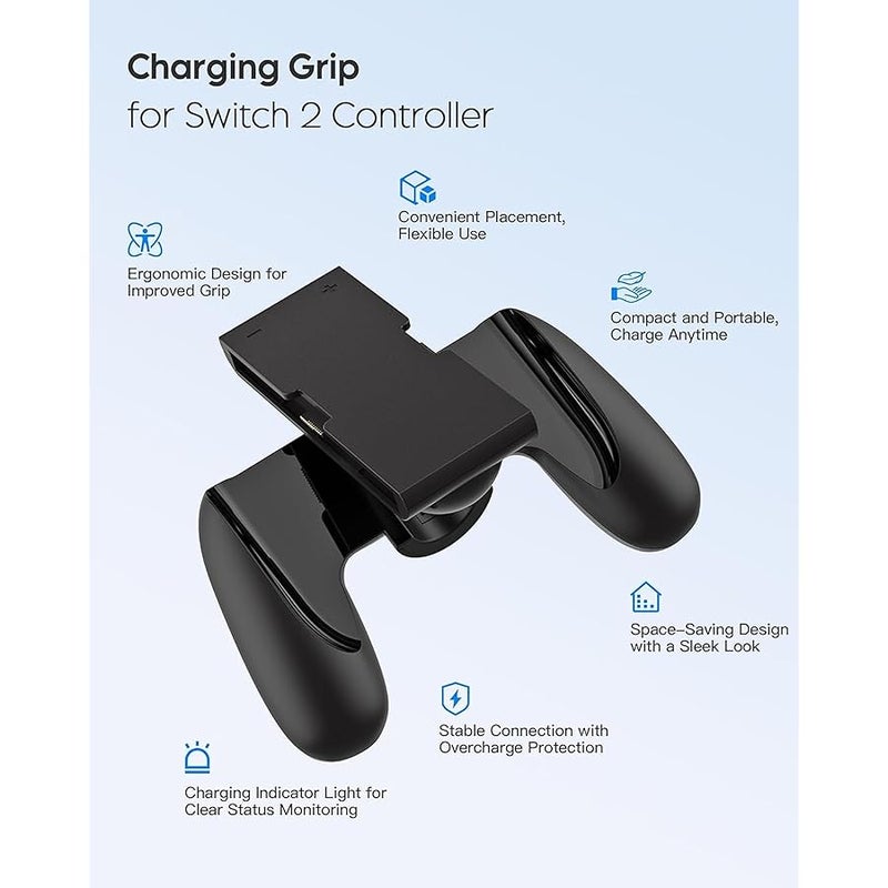 Switch 2 Joy Con Charging Grip, Comfort Controller Charger for Nintendo Switch 2 OLED/ODM Accessories, Joy Con Grip with LED Indicator and USB C Cable, Charge Dock Stand - Image 3