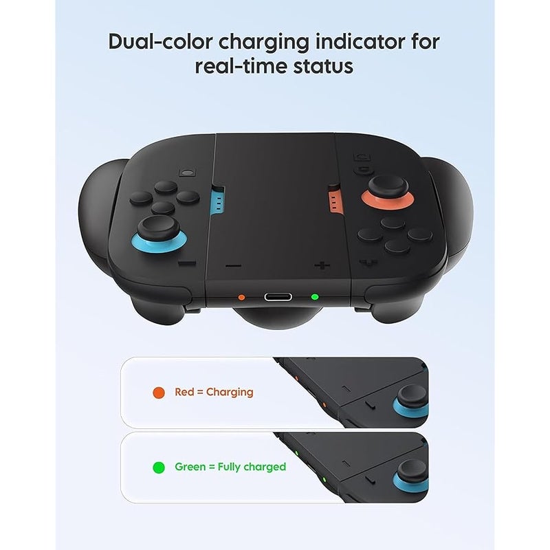Switch 2 Joy Con Charging Grip, Comfort Controller Charger for Nintendo Switch 2 OLED/ODM Accessories, Joy Con Grip with LED Indicator and USB C Cable, Charge Dock Stand - Image 4