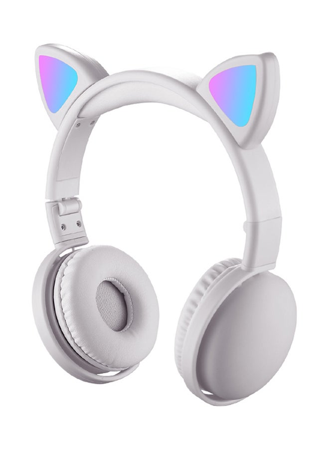 On-Ear Cat Ear Headphones White - Image 1