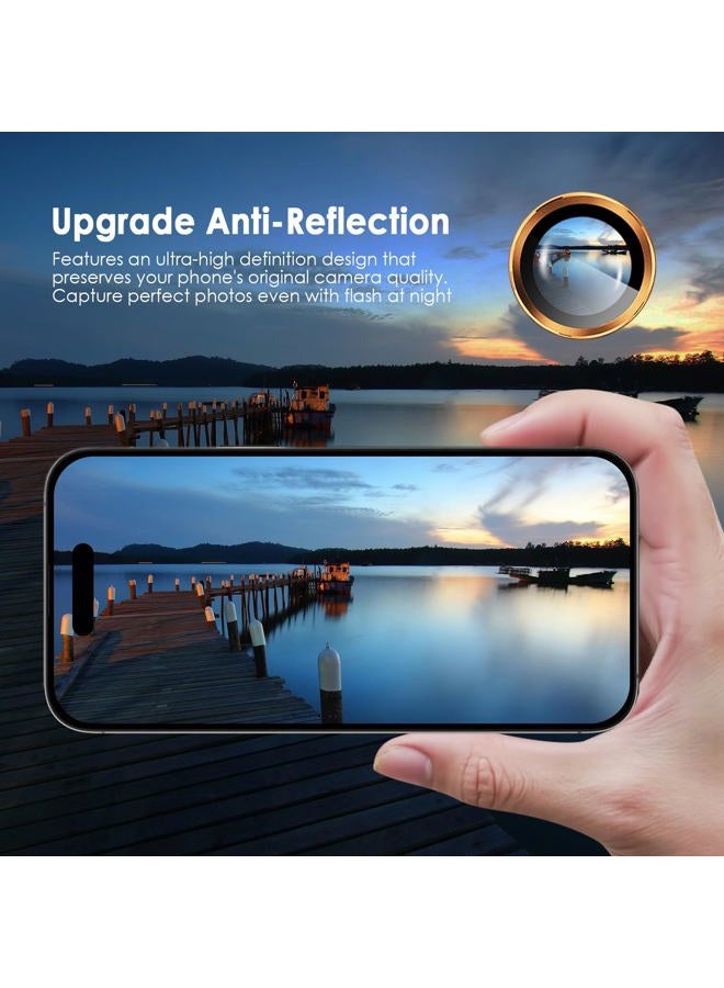 TENOC Camera Lens Protector for iPhone 17 Pro & iPhone 17 Pro Max, 9H Tempered Glass Camera Screen Cover, Orange Metal Individual Ring - Image 5