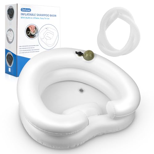 Samlomi Portable Hair Washing Station- Hair Washing Basin for Bedridden, Inflatable Shampoo Bowl Newly Upgraded No Need for Pump,The Perfect for Locs Detox（Heart Shape-White） - Image 1