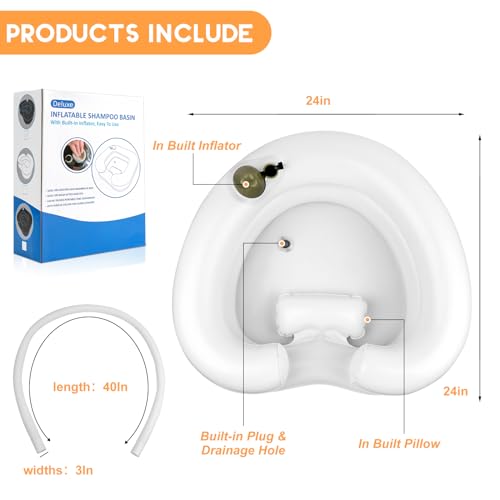 Samlomi Portable Hair Washing Station- Hair Washing Basin for Bedridden, Inflatable Shampoo Bowl Newly Upgraded No Need for Pump,The Perfect for Locs Detox（Heart Shape-White） - Image 2