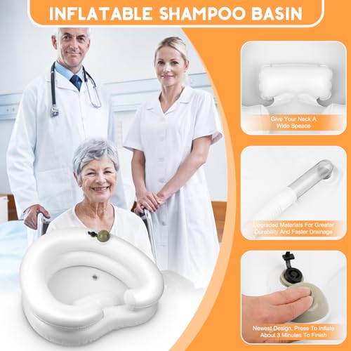 Samlomi Portable Hair Washing Station- Hair Washing Basin for Bedridden, Inflatable Shampoo Bowl Newly Upgraded No Need for Pump,The Perfect for Locs Detox（Heart Shape-White） - Image 5