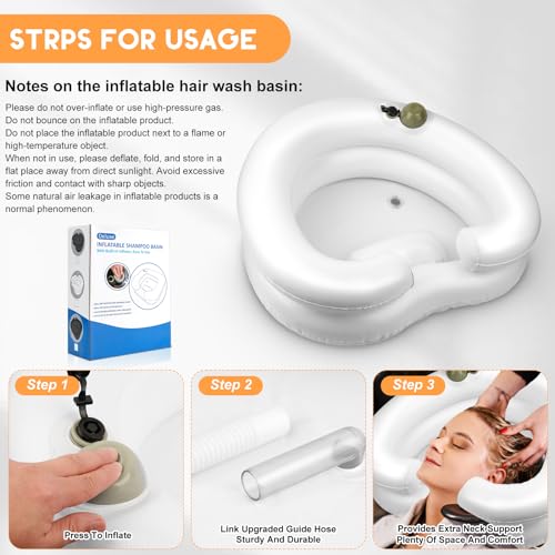 Samlomi Portable Hair Washing Station- Hair Washing Basin for Bedridden, Inflatable Shampoo Bowl Newly Upgraded No Need for Pump,The Perfect for Locs Detox（Heart Shape-White） - Image 4