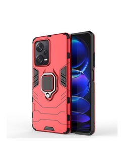 Generic Poco X5 5G /Xiaomi Redmi Note 12 Case Cover Protector Back Accessories Hybrid Heavy Duty Protection Shockproof with Defender Automobile Magnetic Holder Kickstand Armor Back Cover Red  - Image 4