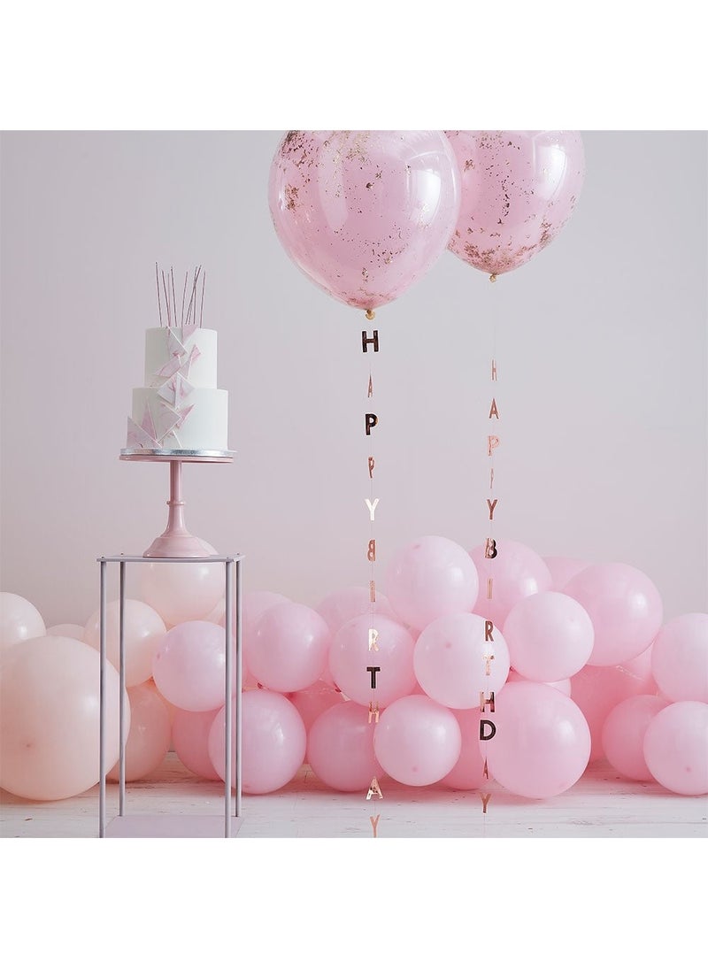 جينجر راي بالونات عيد ميلاد سعيد مع حروف من رقائق الذهب الوردي بطول متر واحد، عبوة من 5 قطع - Image 2