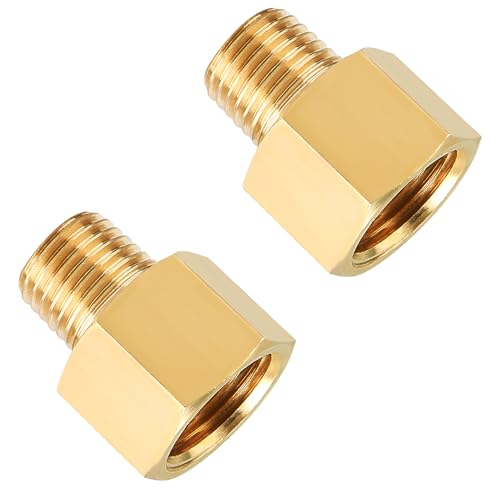 SUNGATOR 3/8 Inch Female to 1/4 Male Reducer, NPT Brass Pipe Fittings Adapters, 1/4" Male to 3/8" Female NPT Reducer Adapters, Brass Pipe Extension Connectors, Pack of 2 - Image 1