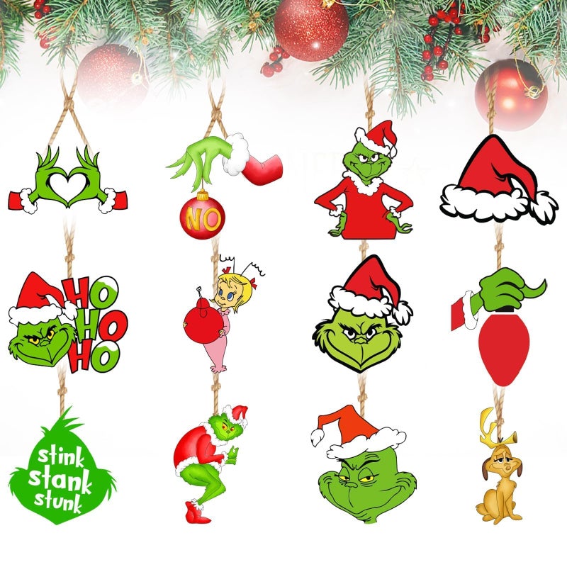 Demonwer 24 Pcs Christmas Wood Ornaments Christmas Tree Ornaments Decorations Hanging Christmas Wood Cutouts for Xmas Holiday New Year Winter Wonderland Home Party - Image 1