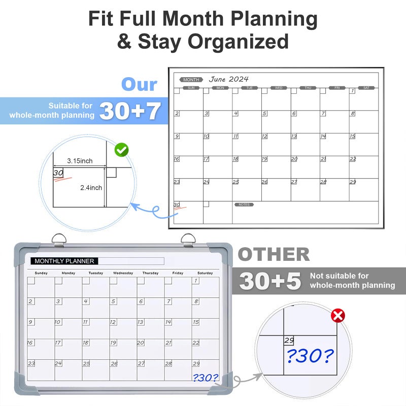 ARCOBIS Monthly Calendar Whiteboard, 24" x 18" Magnetic Dry Erase Calendar with Black Frame, Wall Hanging Planner for Home, Office, School - Image 5
