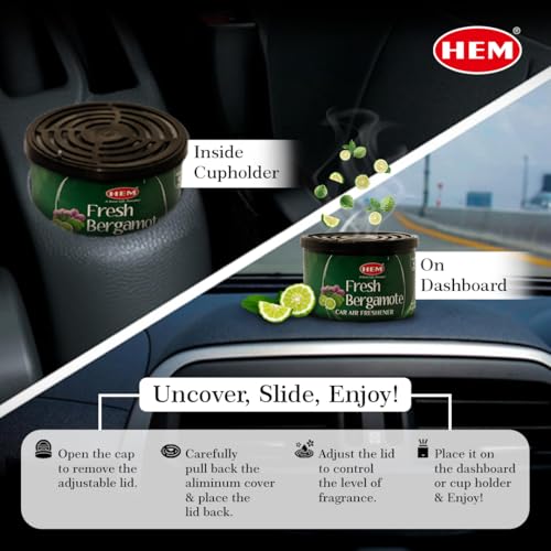 Hem Fresh Bergamote Car Air Freshener - 42g | Natural Car Perfume | Refreshing & Long-Lasting Fragrance | Easy to Use & Compact Design that Perfectly Fits | Ideal for On-the-Go Air Freshening - Image 5