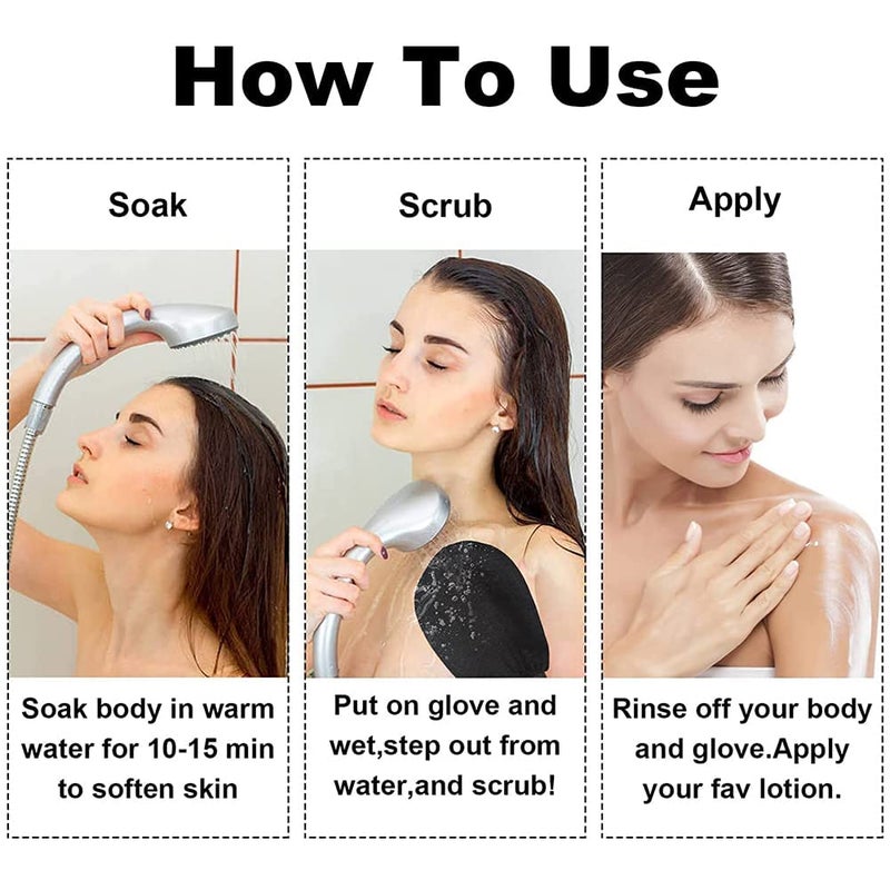 PULSBERY قفازات بلسبيري للتقشير لتنظيف الجسم وفركه، قفازات استحمام لإزالة السمرة - مصنوعة من ألياف طبيعية، لطيفة على البشرة، مستدامة، للجنسين وسهلة الاستخدام (عبوة من 3) - Image 5