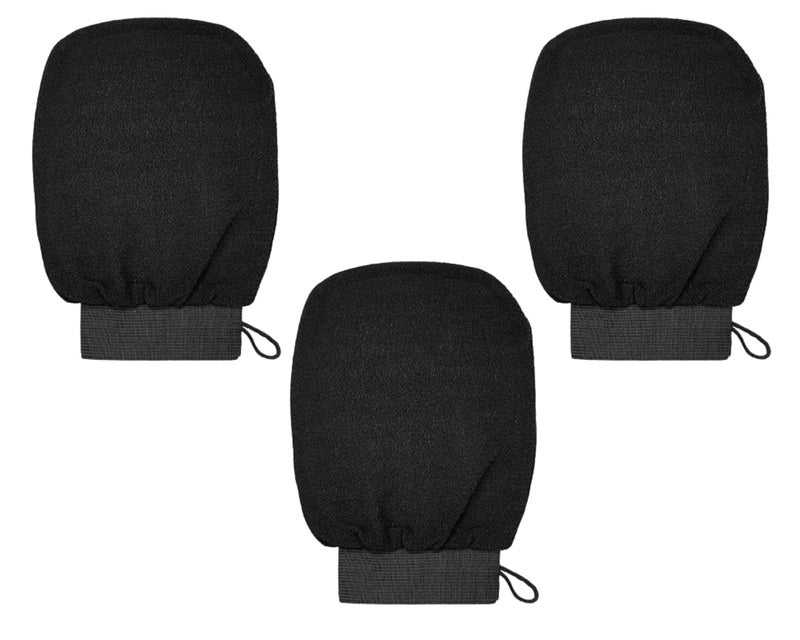 PULSBERY قفازات بلسبيري للتقشير لتنظيف الجسم وفركه، قفازات استحمام لإزالة السمرة - مصنوعة من ألياف طبيعية، لطيفة على البشرة، مستدامة، للجنسين وسهلة الاستخدام (عبوة من 3) - Image 1