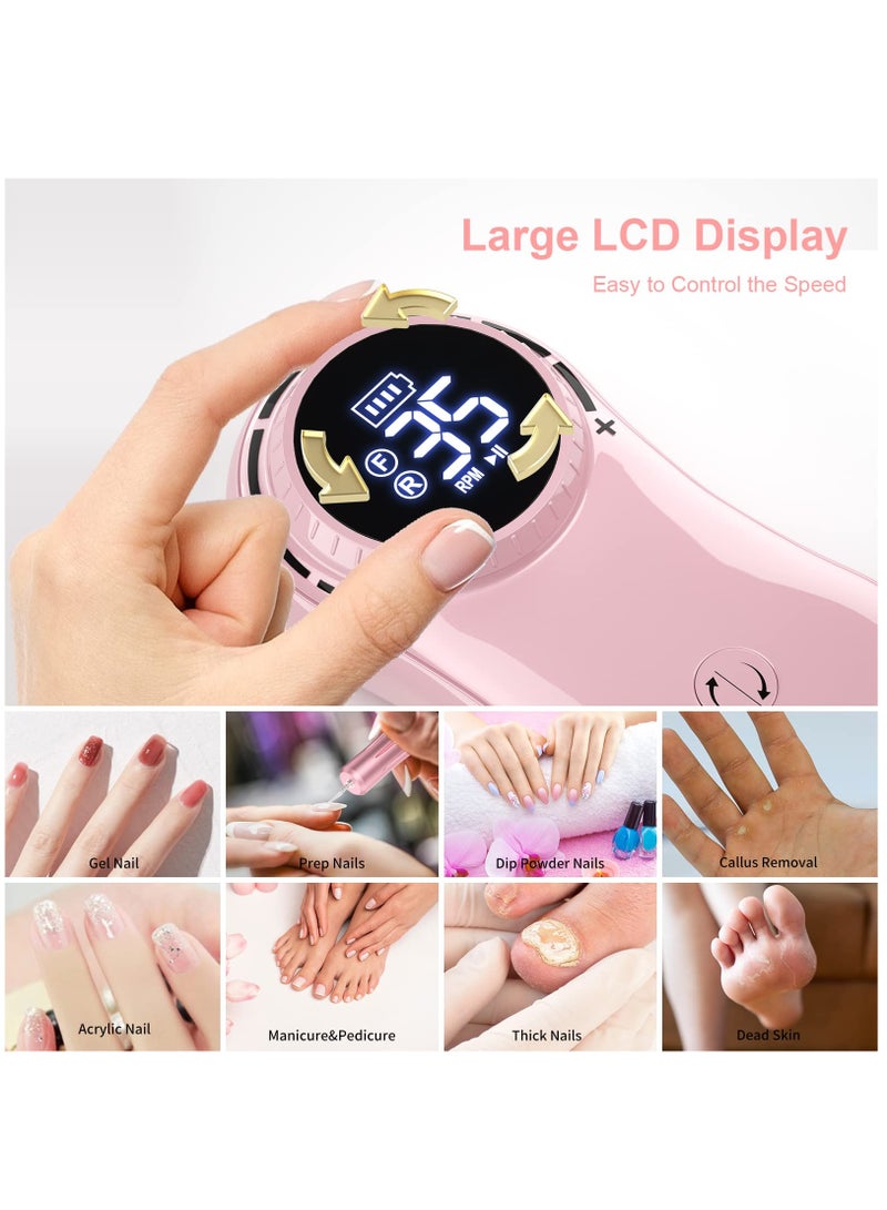 Captaintech Rechargeable Nail Drill Electric Nail File,Professional 35000RPM Nail Drills for Acrylic Nails, Manicure Pedicure Polishing with 11Pcs Nail Drill Bits and Sanding Bands for Home and Salon Use - Image 3