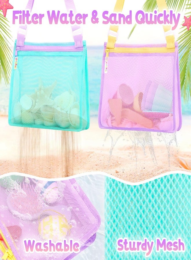 Tagitary Beach Toys Mesh Beach Bags Sand Toys Kids Seashell Bag with Zipper,Outdoor Toys Travel Summer Must Have Accessories for Boys and Girls(Only Bags) - Image 3