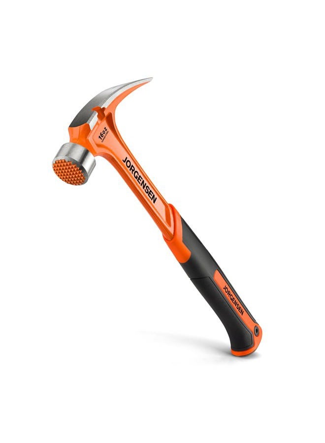 Jorgensen 16 oz Straight Claw Hammer, Rip Claw Hammer with Milled Face & Shock Absorbing Grip, Heavy Duty One-piece Forged Hammer - Image 1