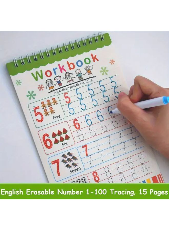 Reusable Letter Tracing Workbook Kids Ages 3 6 Wipe Clean Alphabet Numbers Practice - Image 5