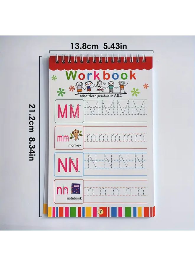 Reusable Letter Tracing Workbook Kids Ages 3 6 Wipe Clean Alphabet Numbers Practice - Image 2