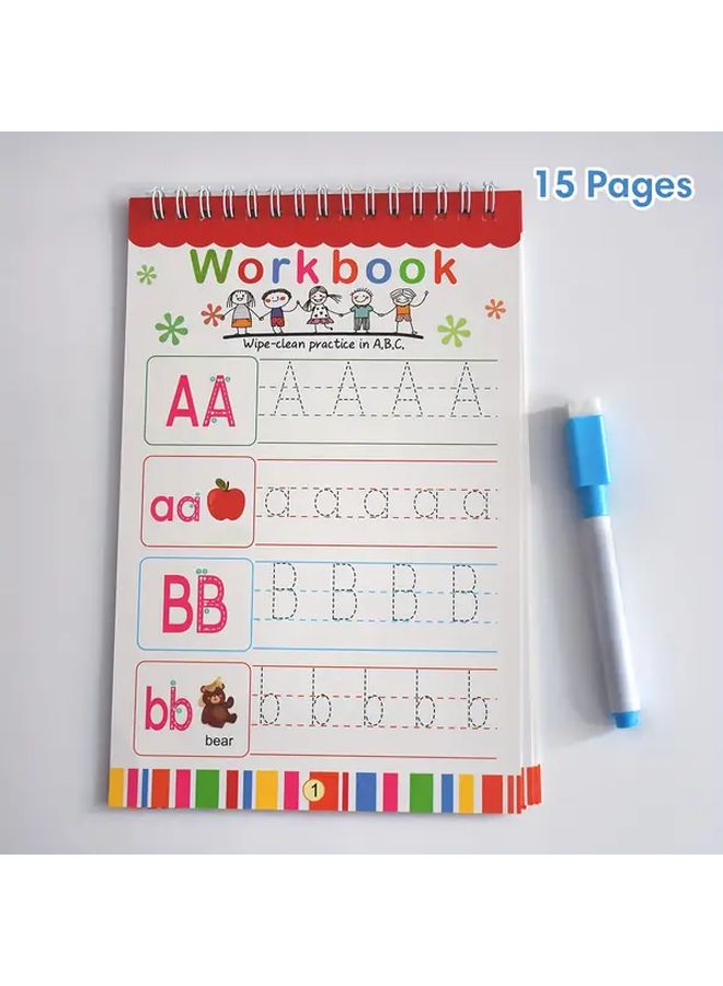Reusable Letter Tracing Workbook Kids Ages 3 6 Wipe Clean Alphabet Numbers Practice - Image 4