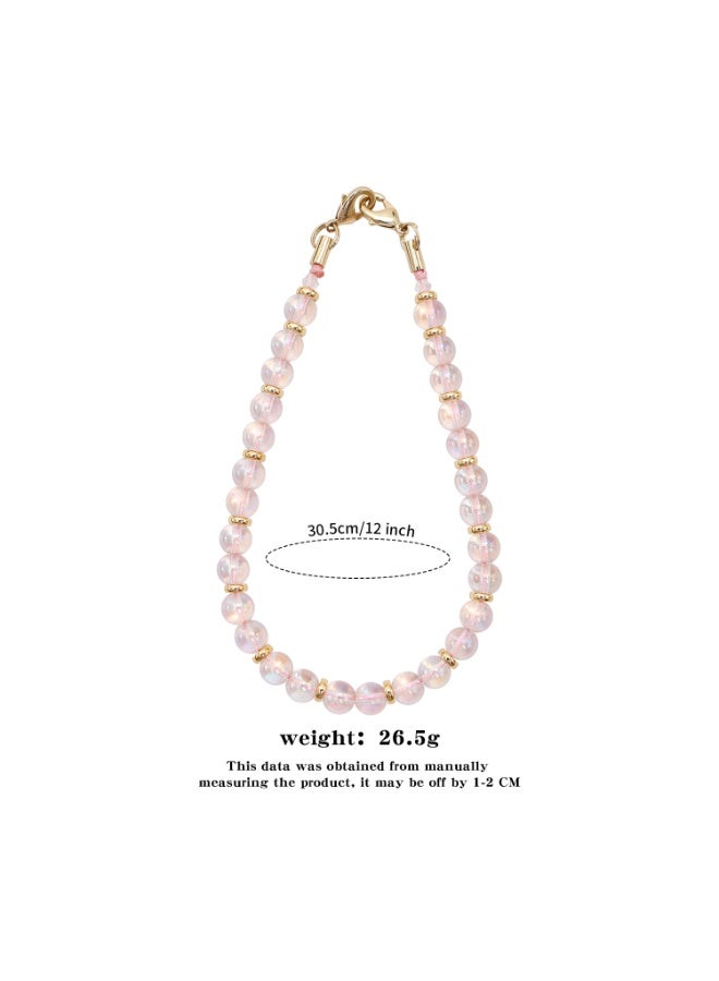 NIBEMINENT Beaded Phone Lanyard, Anti Lost Removable Wrist Strap,Tyndall crystal Bracelet Pendant, Phone Keychain Lanyard,P68076/Pink