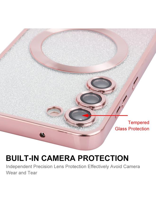 ENKAY Case For Samsung Galaxy S23 5G Hat-Prince Magnetic Glitter Plated TPU Phone Case with Lens Film - Image 5