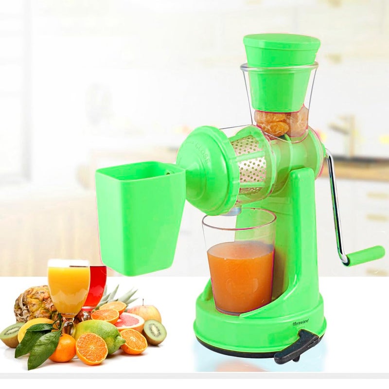 Floraware Food Safe Plastic Hand Fruit Vegetable Juicer with steel handleGreen - Image 1