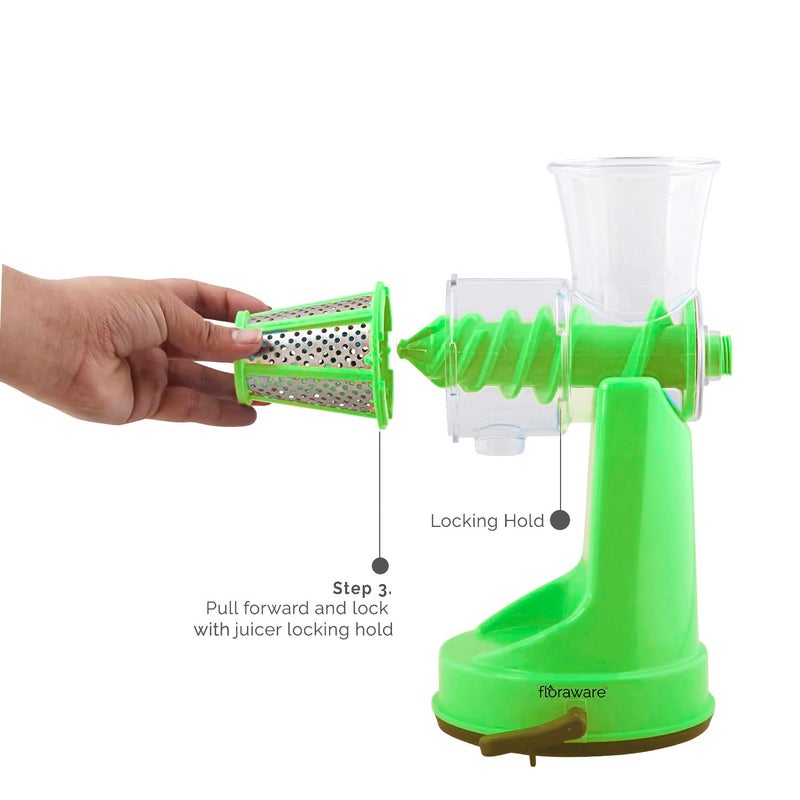 Floraware Food Safe Plastic Hand Fruit Vegetable Juicer with steel handleGreen - Image 4