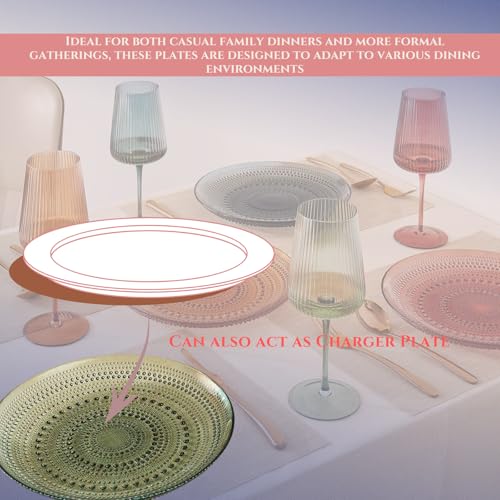 Khen Glass Hobnail Colored Plates | Set of 4 | Pastel Natural Colors 10 . 6" Dinner or - Server, Charger, Dessert Server, Appetizer Plate, Snack, Fruit, Housewarming Gift - Image 4