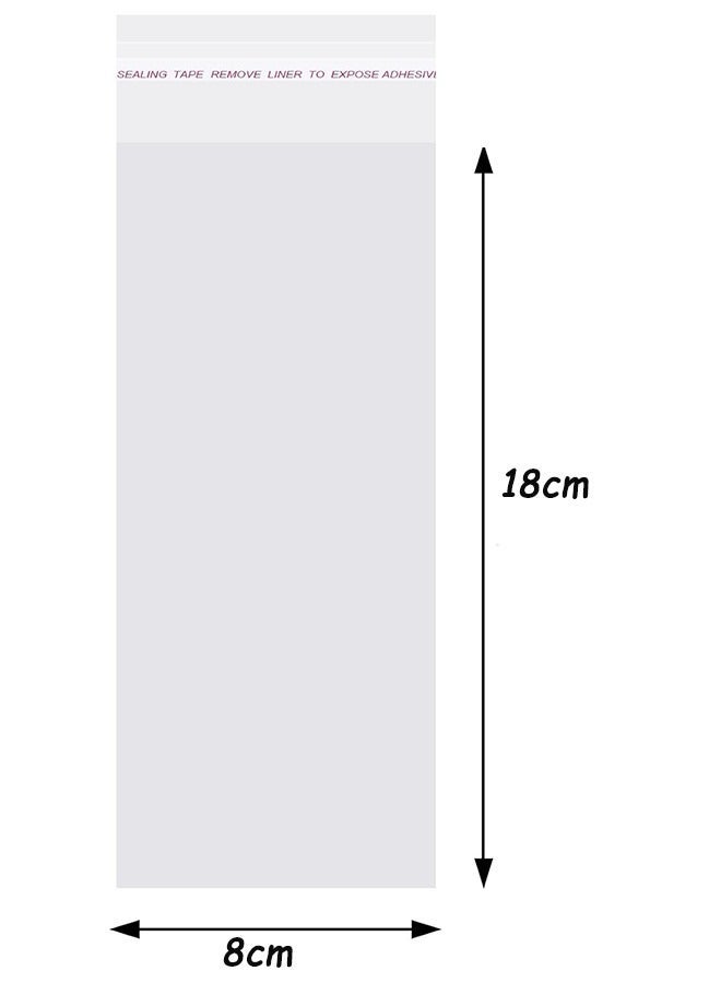 KOOKNA 100 Pcs Plastic Bag Self-Sealing, Candy Bags for Gifts, Cookies Bag for Bakery, Resealable Clear Cellophane Pouches, Moisture-Proof and Crystal Clear Visibility, 8x18cm (100 Pcs) - Image 2