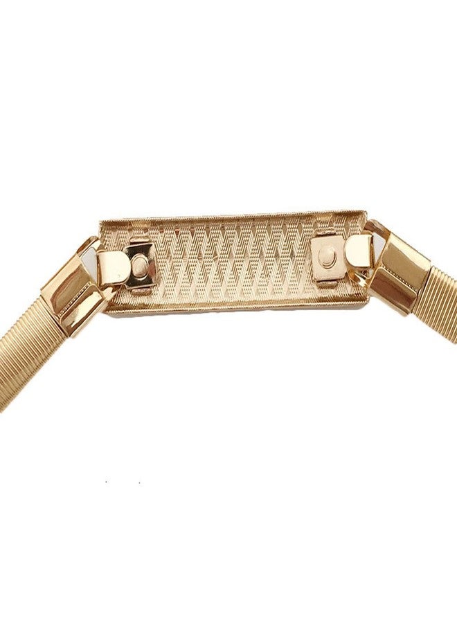 ZARSIO Women Skinny Metal Waist Belt Elastic Chain Belt Thin Waistband for Dress, Gold - Image 5