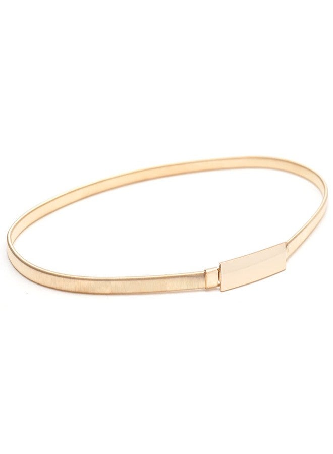 ZARSIO Women Skinny Metal Waist Belt Elastic Chain Belt Thin Waistband for Dress, Gold - Image 4