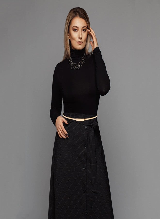 ZARSIO Women Skinny Metal Waist Belt Elastic Chain Belt Thin Waistband for Dress, Gold - Image 2