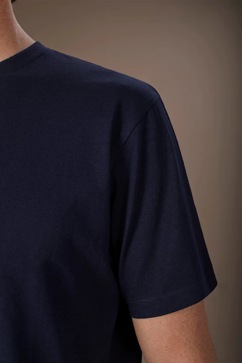 Doppelganger Blue Men's round neck T-shirt in 100% cotton regular fit - DK Blue for Men | Best Price UAE