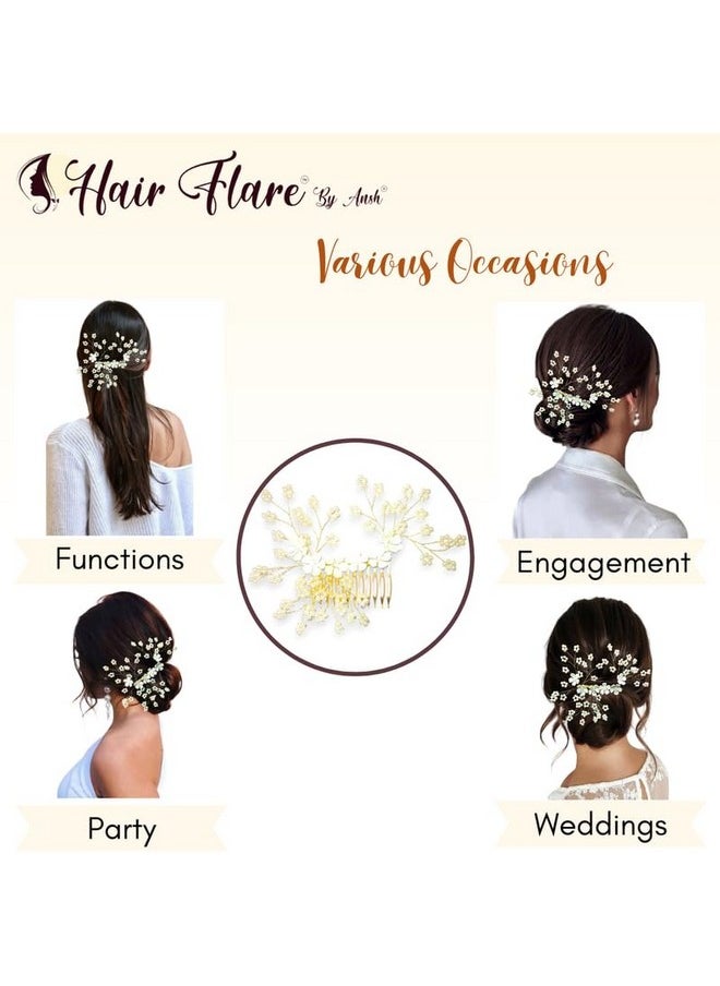 Hair Flare Hair Flare Effortless Elegance: Pearl Flower Hair Comb with White Beads - DIY Hair Accessory, No Pins Needed, Pack of 1_2712  - Image 5