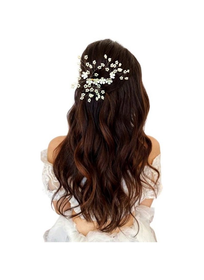 Hair Flare Hair Flare Effortless Elegance: Pearl Flower Hair Comb with White Beads - DIY Hair Accessory, No Pins Needed, Pack of 1_2712  - Image 1