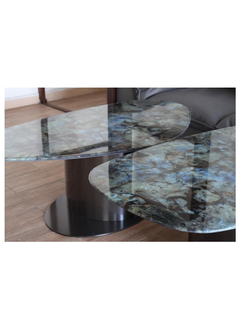 Kasinda Marble Top Coffee Tables Set, Stainless Steel Frame, Set of 2 Tables - C619