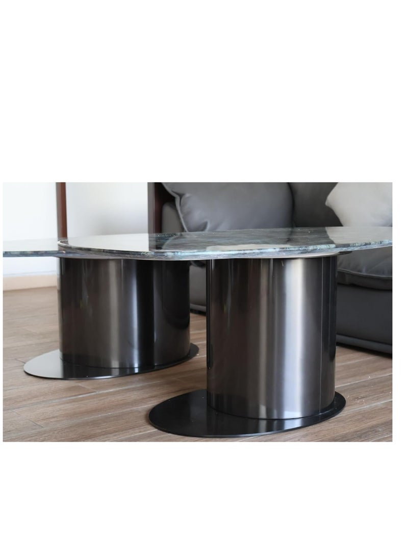 Kasinda Marble Top Coffee Tables Set, Stainless Steel Frame, Set of 2 Tables - C619