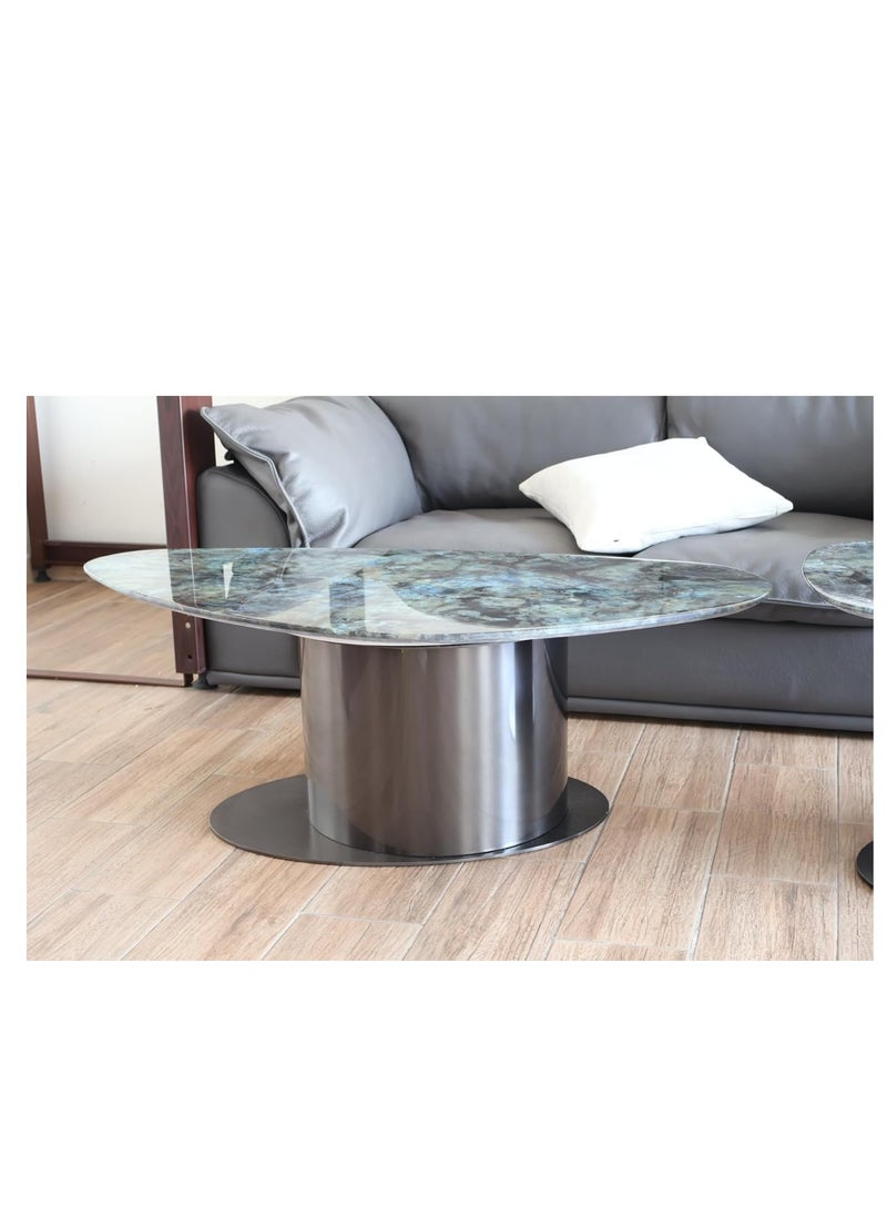 Kasinda Marble Top Coffee Tables Set, Stainless Steel Frame, Set of 2 Tables - C619