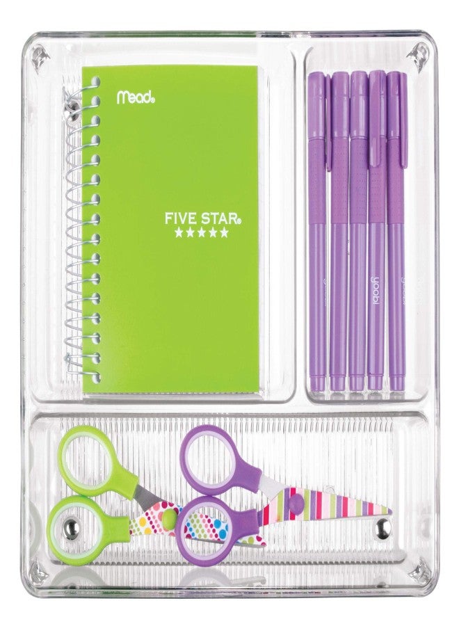 InterDesign Linus Kitchen Drawer Organizer for Silverware, Spatulas, Gadgets - 9" x 9" x 2", Clear - Image 5