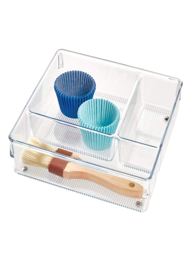 InterDesign Linus Kitchen Drawer Organizer for Silverware, Spatulas, Gadgets - 9" x 9" x 2", Clear - Image 3